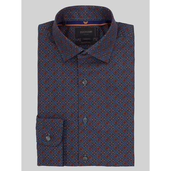 DUCHAMP LONDON Tailored Fit FOULARD Print DRESS SHIRT Woven in Italy 16 1/2 - Picture 3 of 3